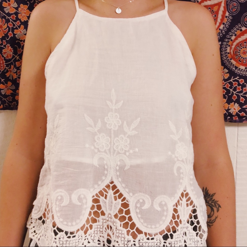 White lace tank top
